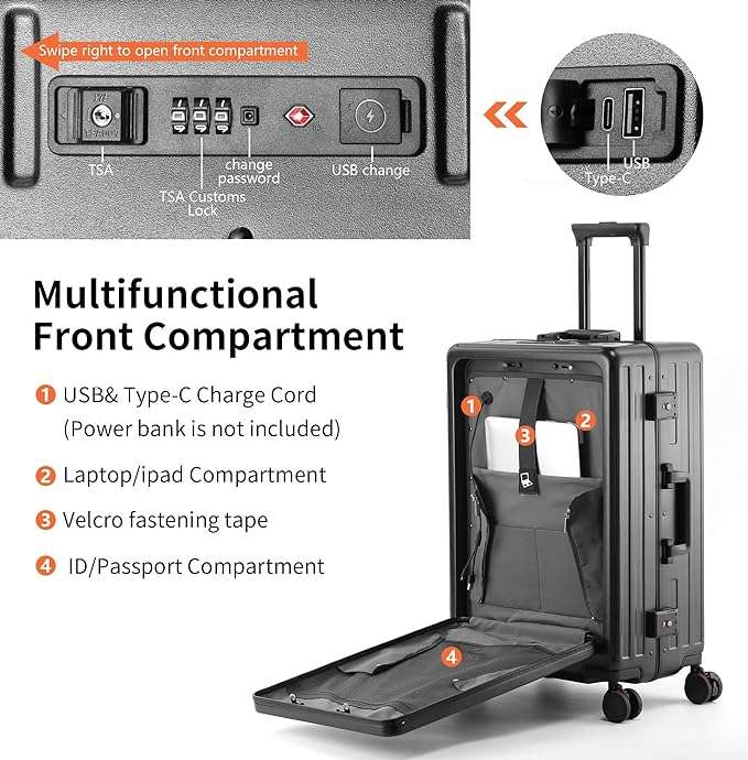 Evolution Aluminum Carry On Luggage Grey