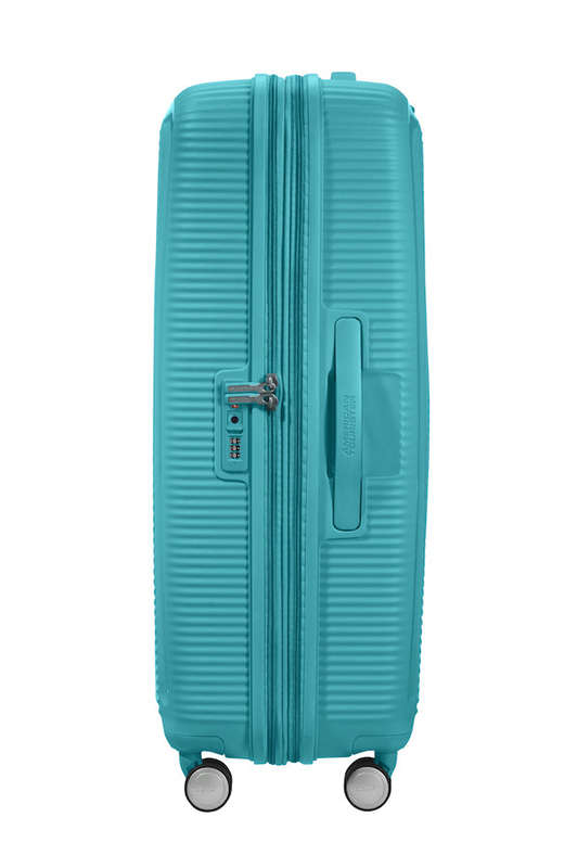 American Tourister Soundbox 4-wheel 77cm large Spinner Expandable suitcase  Poolside Blue