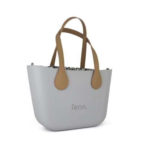 FennPetite  Grey  Pattern 48 Inner  Gold Zip  Light Tan Flat Microfibre Handle