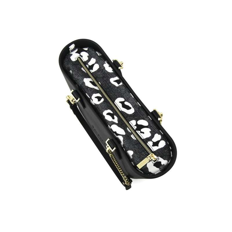 Fenn Petite  Black  Pattern Inner  Gold Zip  Black/ Gold Chain