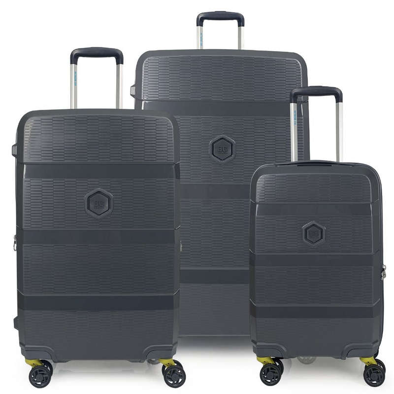 BG Berlin Zip2 3-Piece Set (55,69,81CM) Black With Free Large Luggage Glove