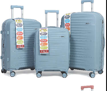 Travel Mate Polypropylene  Zipper 3 piece Luugage Blue