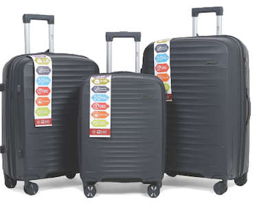 Travel Mate Polypropylene  Zipper 3 piece Luugage Charcoal