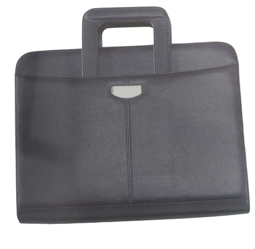 A4 Leatherette drop handle folder with badge