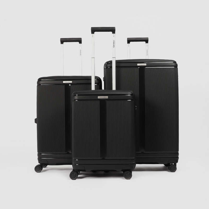 iTravel 3-Piece Malaga Trolley Luggage Set with TSA Locks Black