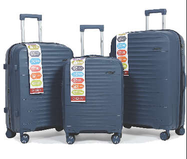 Travel Mate Polypropylene  Zipper 3 piece Luugage Navy