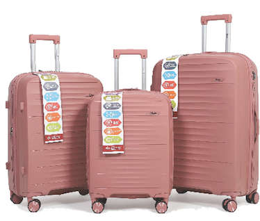 Travel Mate Polypropylene  Zipper 3 piece Luugage Pink