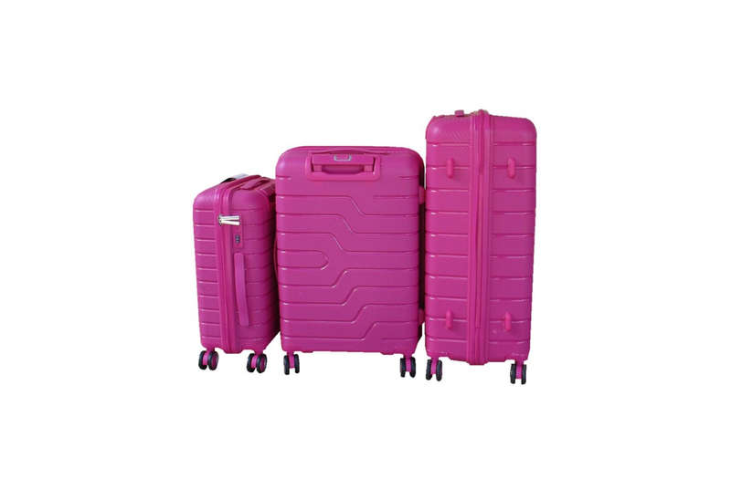 Unbreakable Travel Luggage 3 Piece Suitcases Spinner - Hot Pink