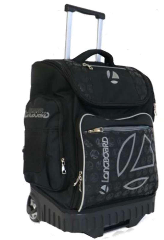 Longboard Cruiser Hardcase School Backpack with Wheels Black