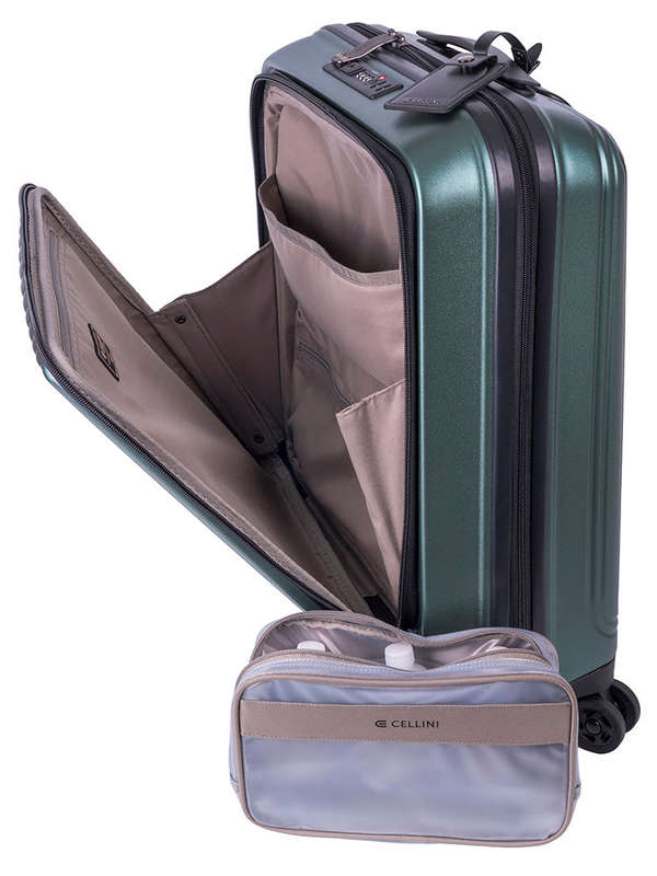 Cellini Tri Pak 4 Wheel Carry On Trolley Green