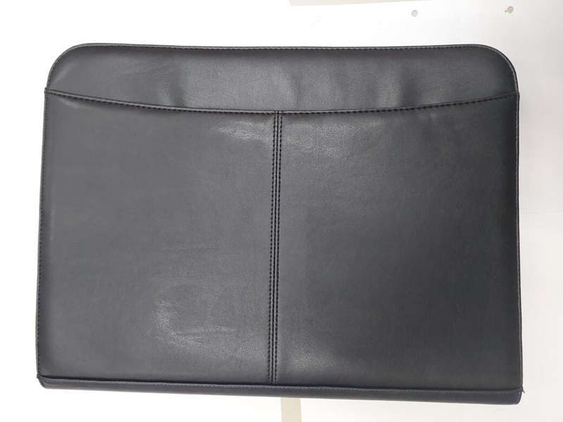 A4 Leatherette drop handle folder with badge