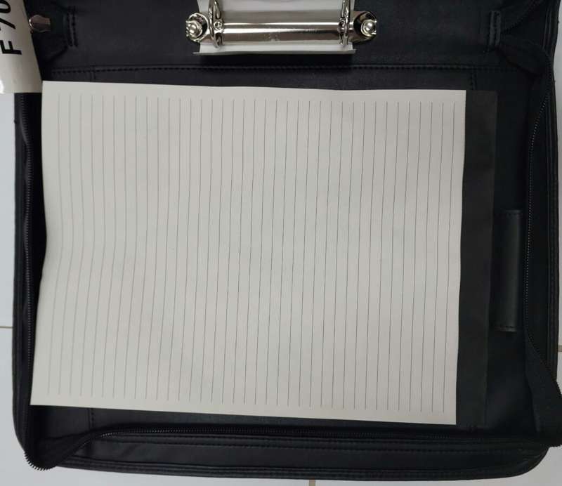 A4 Leatherette drop handle folder with badge