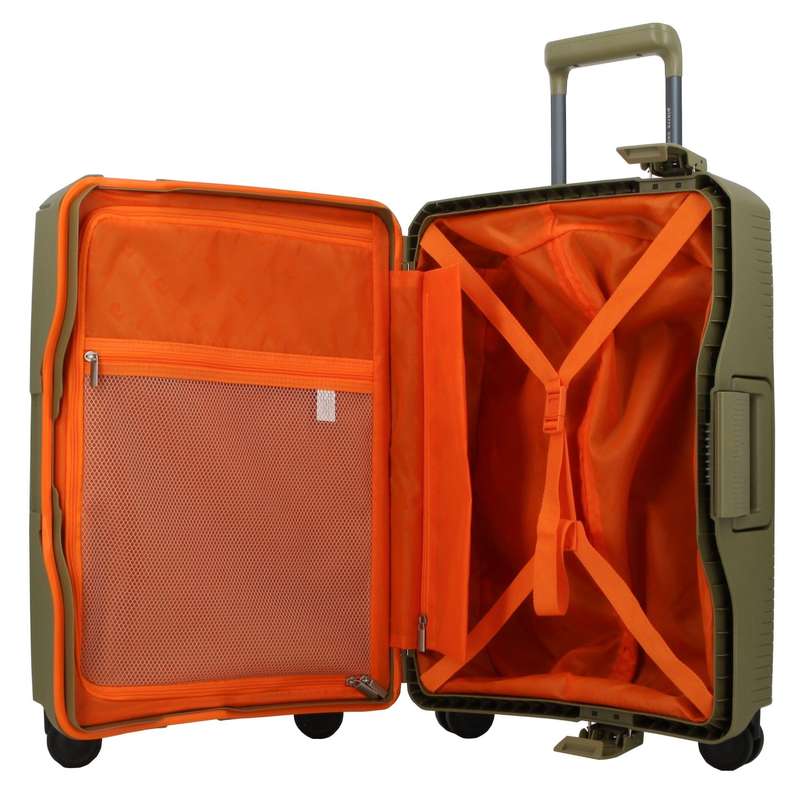 Pierre Cardin Cannes Clip Case Luggage 55cm Cabin Green/Orange