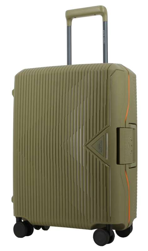 Pierre Cardin Cannes Clip Case Luggage 65cm Medium Green/Orange