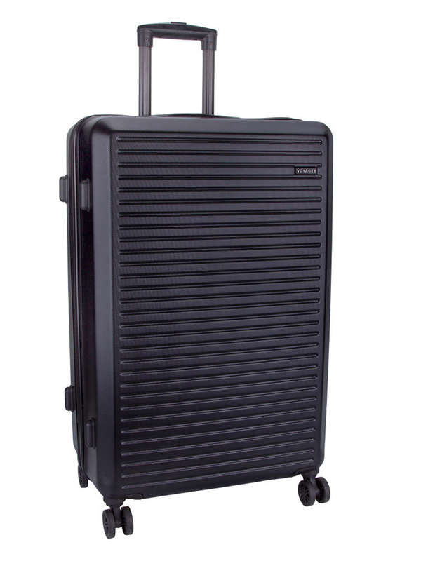 Voyager Mahe Large 4 Wheel Trolley Case Black