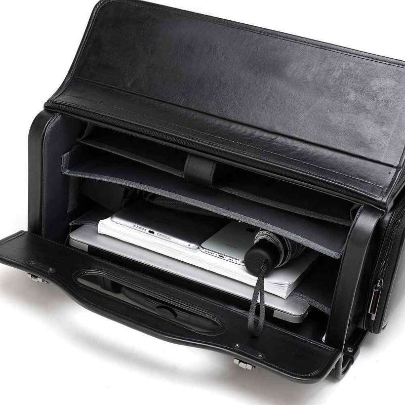 Tosca Leather Laptop Pilot Case With Wheels 622-75