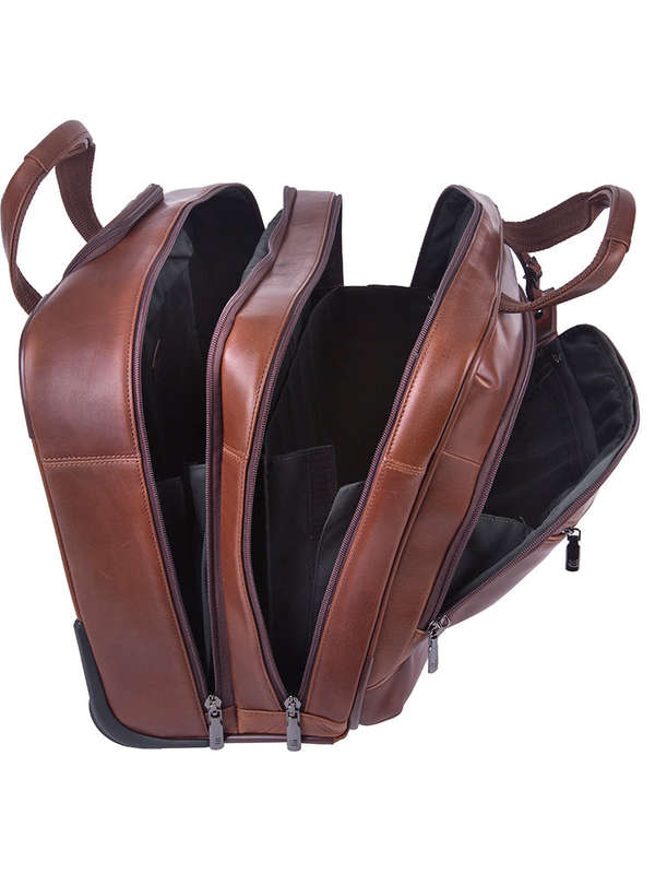 Cellini Infiniti Leather Business Case on Wheels Brown