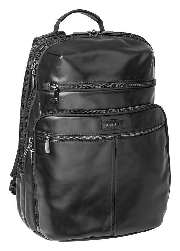 Cellini Infiniti Multipocket Leather Backpack Black