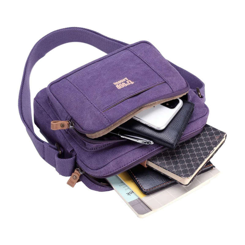 Troop London Classic Canvas Across Body Bag Purple