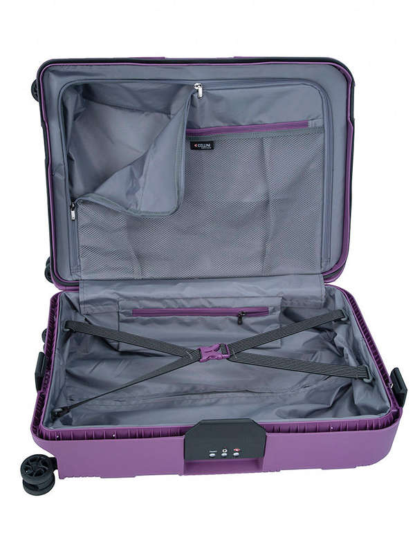 Cellini Safetech 4 Wheel 55cm Carry On Trolley Plum
