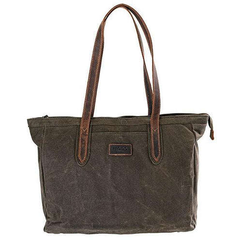Troop London Heavy Wax Canvas Laptop Shopper | Olive