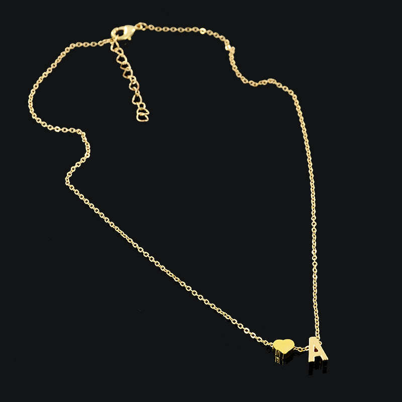 Dainty Heart Initial Personalized Necklace - J / Gold