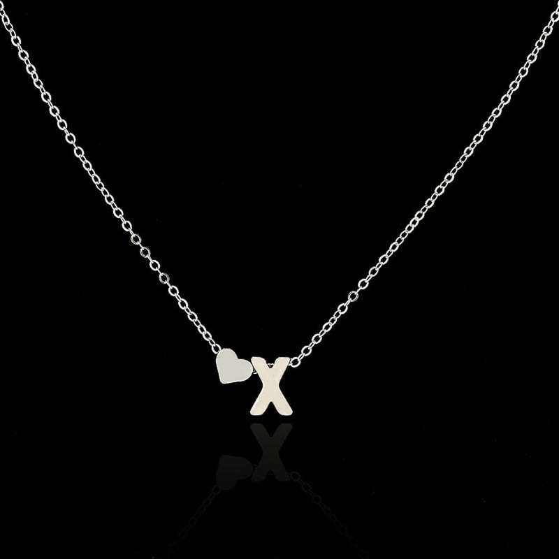Dainty Heart Initial Personalized Necklace - J / Gold