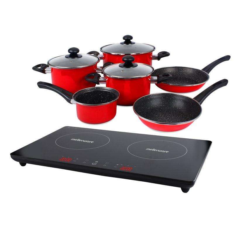 Mellerware Pack 10 Piece Black Induction Cooker And Pot Set 3000W "Capri"