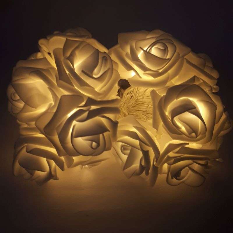 LED white rose fairy lights - battery