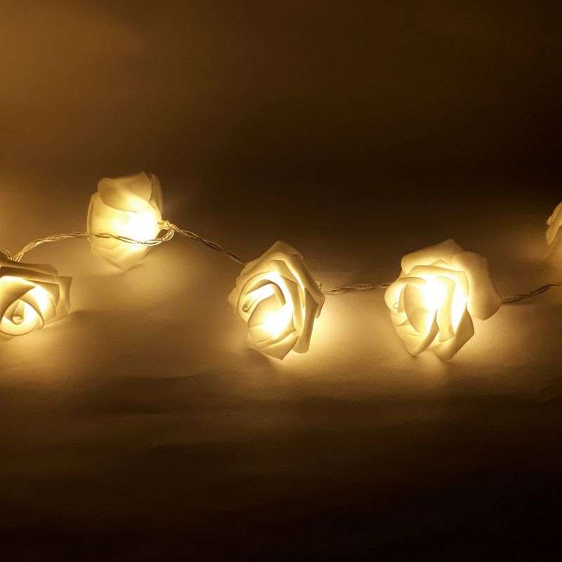 LED white rose fairy lights - battery