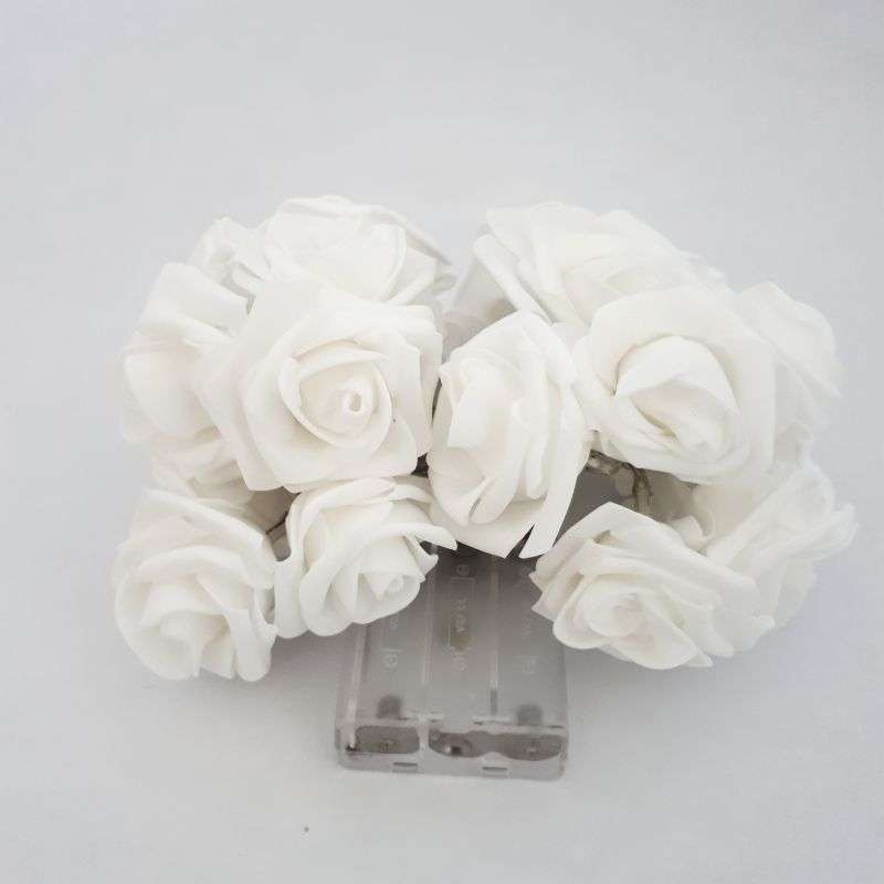 LED white rose fairy lights - battery