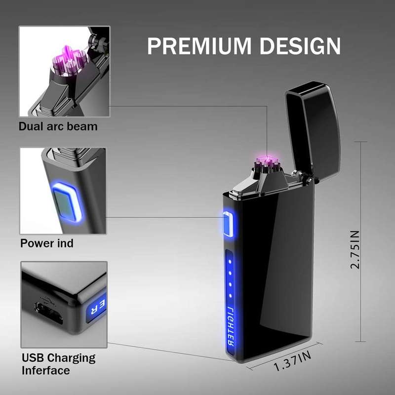 Maisonware Double Arc Plasma Electric Flameless USB Windproof Lighter