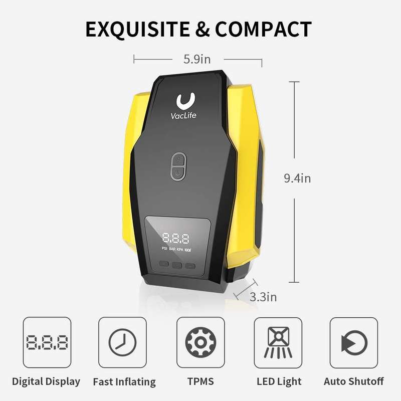 VacLife12V Digital Air Compressor and Tyre Inflator