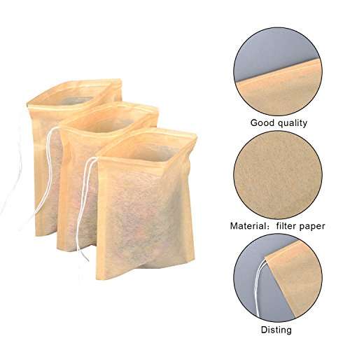 200 Pack Tea Filter Bags Disposable Teabags Natural Unbleached Paper Infuser Drawstring Empty Bag...