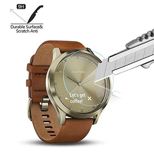 AKWOX [4-pack] Tempered Glass Screen Protector for Garmin Vivomove HR, [0.3mm 2.5D High Definitio...