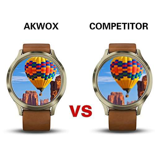 AKWOX [4-pack] Tempered Glass Screen Protector for Garmin Vivomove HR, [0.3mm 2.5D High Definitio...