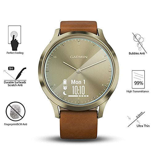 AKWOX [4-pack] Tempered Glass Screen Protector for Garmin Vivomove HR, [0.3mm 2.5D High Definitio...