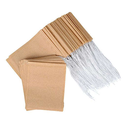 200 Pack Tea Filter Bags Disposable Teabags Natural Unbleached Paper Infuser Drawstring Empty Bag...