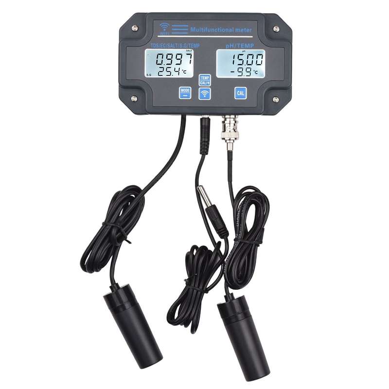 Wifi Digital Water Quality Tester Wall Mounted 6 in 1 Water Analyzer PH/ EC/ TDS/ SALT/ S.G/