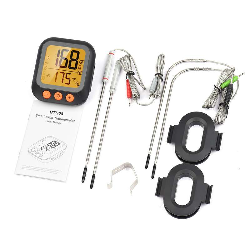 Smart Meat Thermometer with 4 Probes Digital LCD Display 262ft BT Distance APP Remote Control