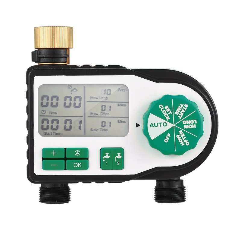 Digital Automatic Watering Timer with 2 Hose Connectors Programmed Garden Irrigation Timer Fa