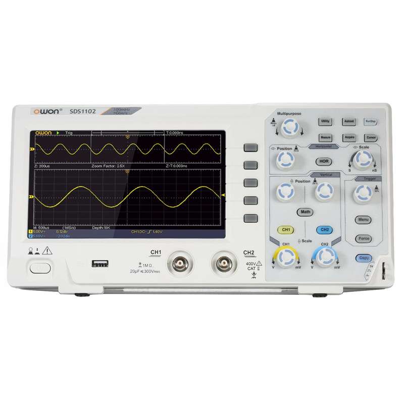 Owon SDS1102 Oscilloscope Oscillometer Digital Storage Oscilloscope 2CH 100MHz 1GS/s 7-inch L