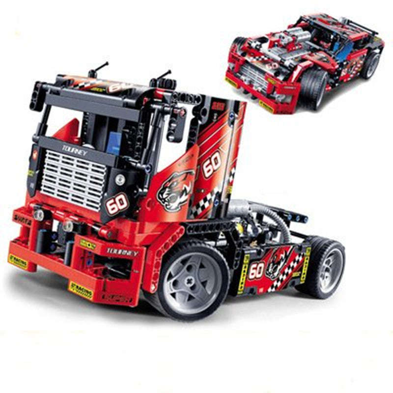 Decool 3360 608pcs Race Truck Car 2 In 1 Transformable Model Building Blocks Toys Sets DIY Toys With