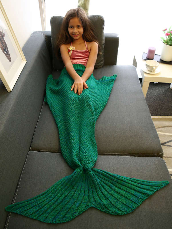 Comfortable Flounced Design Knitted Mermaid Tail Blanket