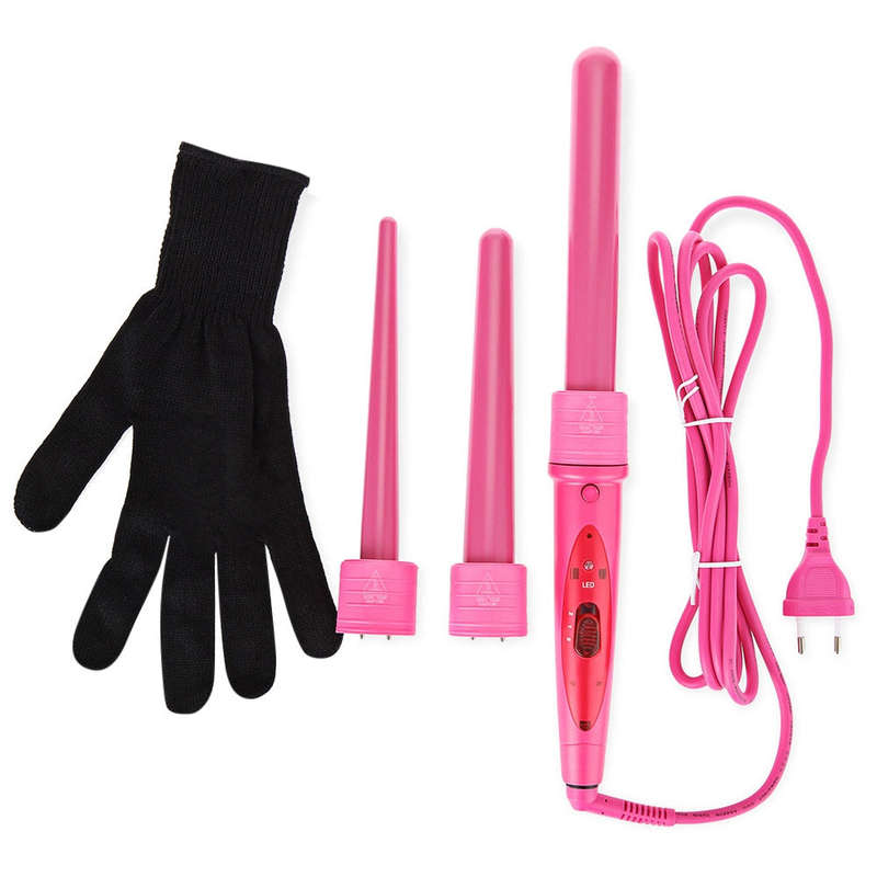 Curling Wand Interchangeable 3 Parts Clip Iron Hair Curler Set