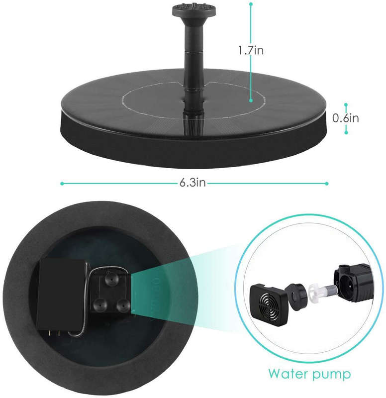 Solar Fountain Water Pump for Bird Bath, New Upgraded Mini Solar Powered Fountain Pump 1.5W