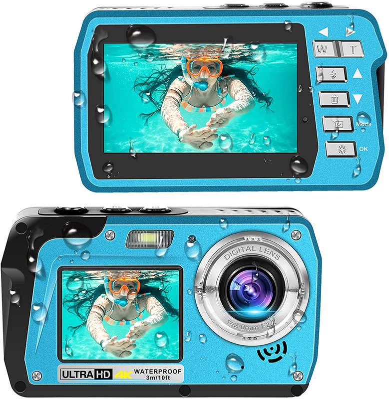 Waterproof Camera 4K Underwater Cameras 56 MP Waterproof Digital Camera Dual Screen TFT Displays Sel