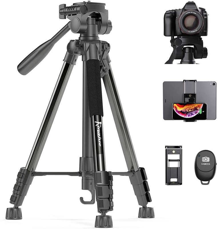 60` Camera Tripod for Canon Nikon, Kingjue (11 lb/5kg Load) Aluminum Tripod with Universal Phone Tab