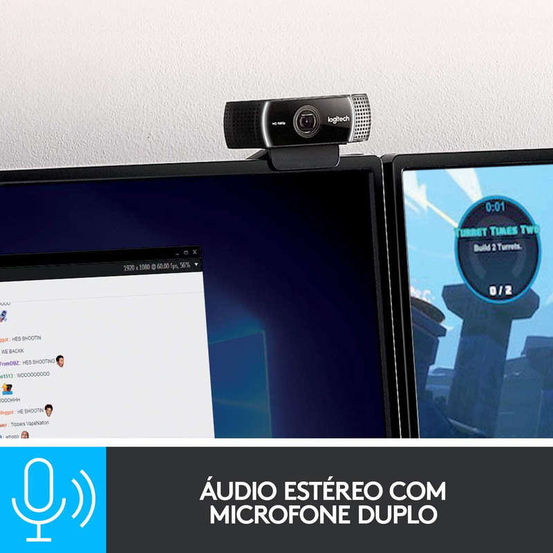 Logitech C922 Pro Stream Webcam 1080P Camera for HD Video Streaming & Recording 720P at 60Fps
