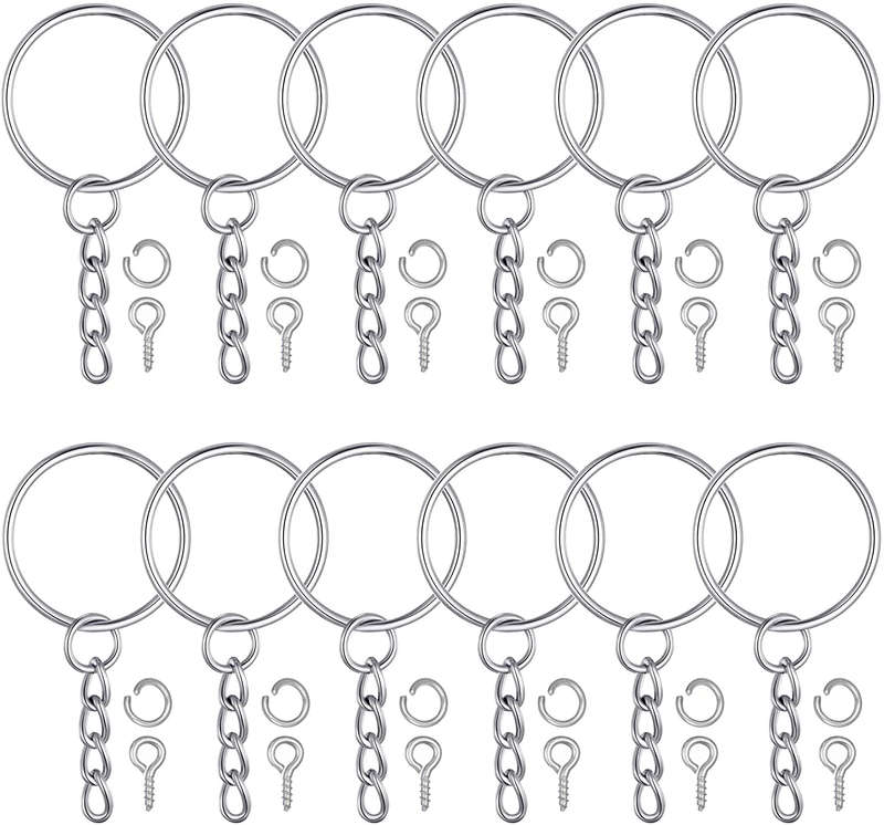 100Pcs Keychain Rings 1 Inch/25mm Gold Key Chain Rings with 100Pcs Jump Rings and 100Pcs Screw Eye P